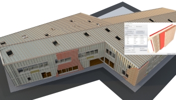 School building with walls composed by XLAM + Framing + Panels + Boardings + Battens Block/Log House